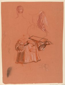 Zeichnung, Figuren- und Draperiestudien, ca. 1885 von Elihu Vedder