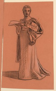 Zeichnung, Studie für Figur in "Hochzeitsprozession" von Elihu Vedder