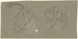 Blatt mit Studien für die Huntington-Decke von Elihu Vedder