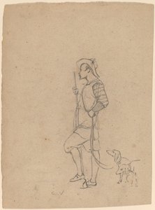 Studie eines Jägers mit Hunden von Elihu Vedder