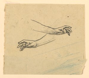 Studie von zwei sich reichenden Händen von Elihu Vedder