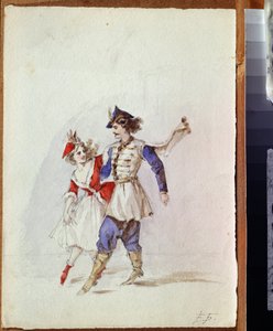 Ein tanzendes Paar in polnischer Tracht