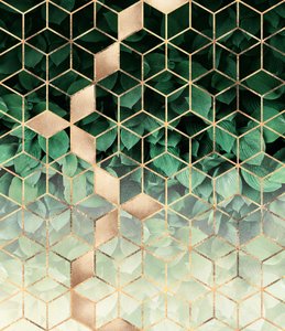Grün-Goldene Geometrische Blätter von Elisabeth Fredriksson