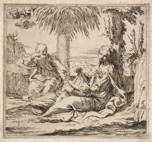 Ruhe auf der Flucht nach Ägypten von Elisabetta Sirani