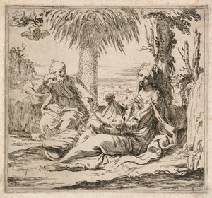 Ruhe auf der Flucht nach Ägypten von Elisabetta Sirani