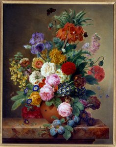 Blumen auf einem Marmortisch von Elise Bruyere