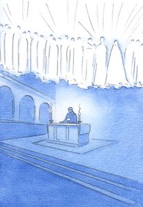 Alle, die während des Heiligen Messopfers aufrichtig beten, beten durch Christus und mit den Heiligen des Himmels von Elizabeth Wang