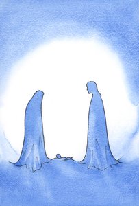 Beim Anblick des wunderbaren Babys (dessen Mutter in immer noch jungfräulicher Heiligkeit vor ihm stand) wurde St. Joseph mächtig für seinen Glauben belohnt.