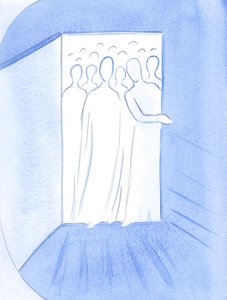 An diesem Schrein wurde die Tür des Himmels aufgestoßen, das Licht des Himmels strömte in unsere Dunkelheit, und Heilige waren eifrig, uns zu begrüßen von Elizabeth Wang