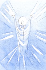 Christus, auferstanden und glorreich, ist wirklich im Allerheiligsten Sakrament gegenwärtig. Als Priester gekleidet, betet er für uns zum Vater von Elizabeth Wang