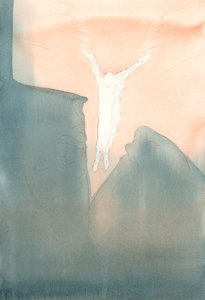 Christus springt liebevoll in die schrecklichen dunklen Tiefen unserer Herzen. von Elizabeth Wang
