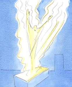 Christus ist zu Ostern in Herrlichkeit aus dem Grab auferstanden, verwandelt, als ob in einem lodernden Feuer der Nächstenliebe, als der Heilige Geist ihn von den Fesseln des Todes befreite