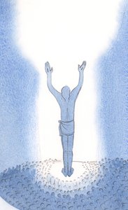 Christus steht unter uns bei der Messe und betet für Sünder, indem er sein einmaliges Opfer darbringt
