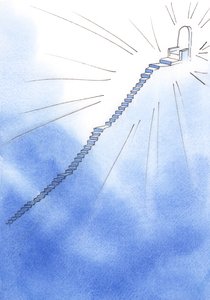 Im spirituellen Leben liegt eine Treppe vor uns, sehr steil, aber mit Ruheplätzen. Oben steht Gottes Thron. Der Weg ist klar. von Elizabeth Wang
