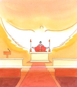 Es ist der Heilige Geist, der in jedem Gebet, das wir anbieten, wirkt und die Veränderung bewirkt, die bei der Konsekration stattfindet, wenn das Brot und der Wein zum heiligen Leib und Blut Christi werden