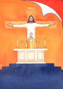 Jesus ist bei uns in der Messe gegenwärtig, betet zum Vater in unserem Namen, um Hilfe in unseren Bedürfnissen und für das ewige Heil. Wir können alle unsere Gebete mit seinem großen Opfergebet vereinen von Elizabeth Wang