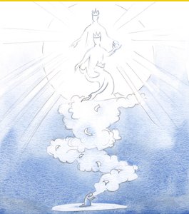 Unsere Gebete für andere steigen wie Briefe auf einer Wolke von Weihrauch zum Himmel empor, zu Gott, der Heiligen Dreifaltigkeit, und tragen alle Namen unserer Lieben, 2000 von Elizabeth Wang