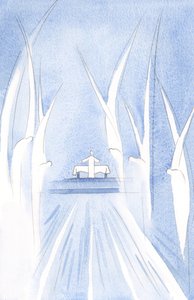 Die Engel verneigen sich bei Christi Opfer, um ihn geschart. Andere verneigen sich tief ehrfürchtig, überall in der Kirche