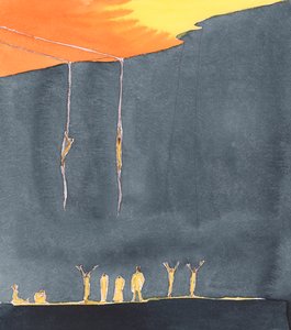 Die Klippenwand repräsentiert die scheinbare Trennung von Gott, die von denen erlebt wird, die im Fegefeuer gereinigt werden, um sie auf die Vollkommenheit des Himmels vorzubereiten, 2005
