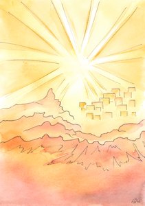 Auf der Erde in glückseliger Vereinigung mit Gott zu leben, bedeutet, so zu leben, als wäre man am Rande der himmlischen Stadt, auf dem Berggipfel, weit über dem dunklen Pfad unten