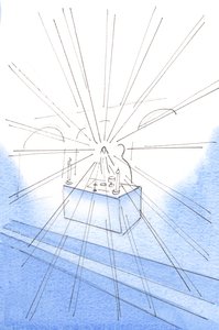 Als ich Christus mit Liebe begrüßte, sah ich ein blendendes Licht um die Heilige Hostie herum leuchten: das Licht Christi, 2003 von Elizabeth Wang