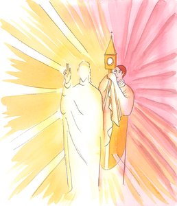 Wenn ein Priester die Monstranz mit der Heiligen Hostie hält und uns damit segnet, segnet uns Christus selbst, auch wenn wir ihn nicht sehen, 2003