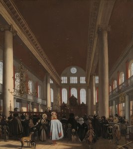 Interieur der portugiesischen Synagoge in Amsterdam von Emanuel de Witte
