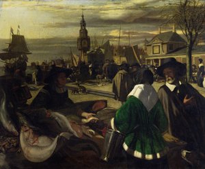 Markt in Den Haag, um 1660 von Emanuel de Witte