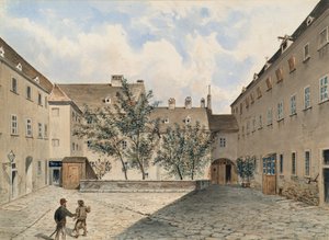 Das ehemalige Carmeliter-Nonnenkloster und spätere Polizei-Gefangenenhaus in der Sterngasse in Wien von Emil Hütter