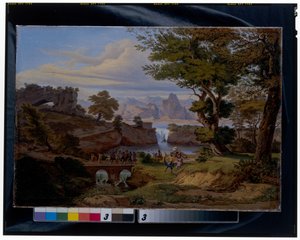 Italienische Landschaft mit dem Triumph des Silenus