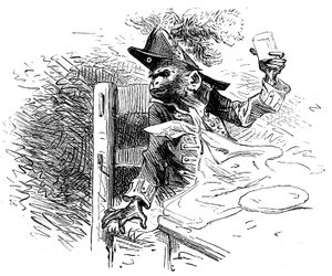 Illustration von Emile Bayard für Hector Malots Roman „Ohne Familie“: Joli-Coeur (schönes Herz), der gelehrte Affe von Monsieur Vitalis