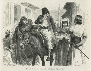 Die Leproux-Quest in Chio, Zeichnung von Emile Bayard, zur Illustration der Geschichte „Die Insel Chio“ (Osttürkei), 1877, von Dr. A. Testevuide. Gravur in Le Tour du Monde