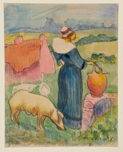 Die Frau mit dem Krug [Probedruck a] von Emile Bernard
