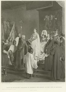 Maria von Burgund schwört, die Rechte der Stadt Brüssel zu respektieren (Gravur) von Emile Charles Wauters
