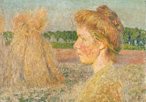 Frauenprofil und Getreidegarben von Emile Claus