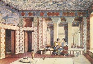 Künstlerische Darstellung des Palastes von Knossos, Kreta