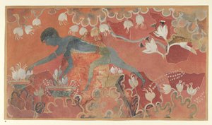 Gemälde des Blauen Affen Safran-Sammler-Freskos aus dem Palast von Knossos, ca. 1921