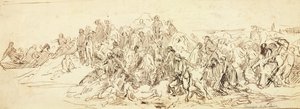 Überquerung der Loire im Oktober 1793 (Tinte auf Papier) von Emile Jean Horace Vernet