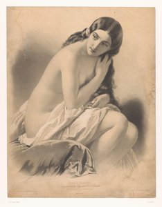 Sitzende nackte Frau, die eine Wespe betrachtet (Die Wespe, Studien ausgewählter Künstler, Études choisies) von Emile Lassalle