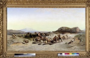 La Montagne Sainte Victoire und die Transhumanz, Gemälde von Emile Loubon (1809-1863)
