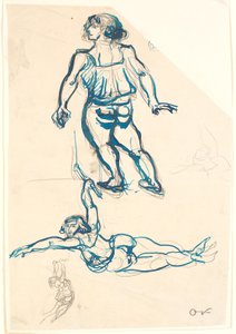Drei Studien einer weiblichen Akrobatin, auf dem Trapez und gehend von Emile Othon Friesz