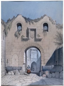 Ansicht des Boulevardtors. Mont Saint Michel. Zeichnung von Emile Sagot, Stadtmuseum von Avranches (Manche)