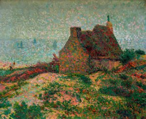 Bretonisches Haus mit Blick auf das Meer