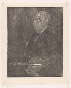 Porträt des Vaters des Künstlers mit Geige von Emilius Wilhelmus Dehé (signed by artist)