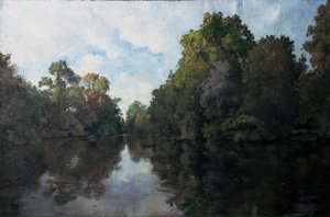 Clisson, La Sèvre in der Nähe der Mühle, die Bäume der Garenne Lemot