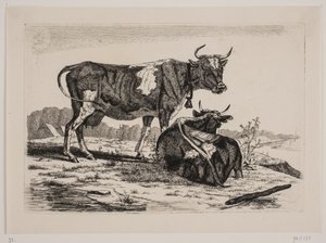 Zwei Kühe in einer Landschaft von Emmerik Høegh Guldberg