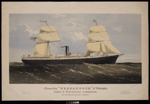 Dampfschiff Neshannock aus Philadelphia. James H Winchester, Kommandant. E A Souder & Company, Eigentümer von Endicott Endicott