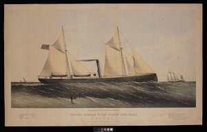 Zwillingsschrauben-Kanonenboot der Vereinigten Staaten. Spirea. Gebaut von Saml H Pouk Fairhaven Conn. 1864... (Farblithografie)