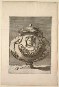 Vase dekoriert mit Figuren, Ranken und Girlanden von Enea Vico