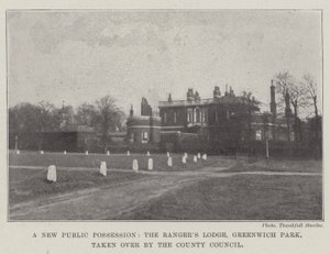 Eine neue öffentliche Besitzung, die Rangers Lodge, Greenwich Park, vom County Council übernommen von English Photographer